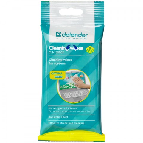 Влажные чистящие салфетки Defender 30202 в мягкой упаковке обеспечивают деликатный и эффективный уход. Они не оставляют разводов, устраняют статическое электричество и не содержат абразивных веществ. Способ применения: чтобы на обрабатываемой поверхности